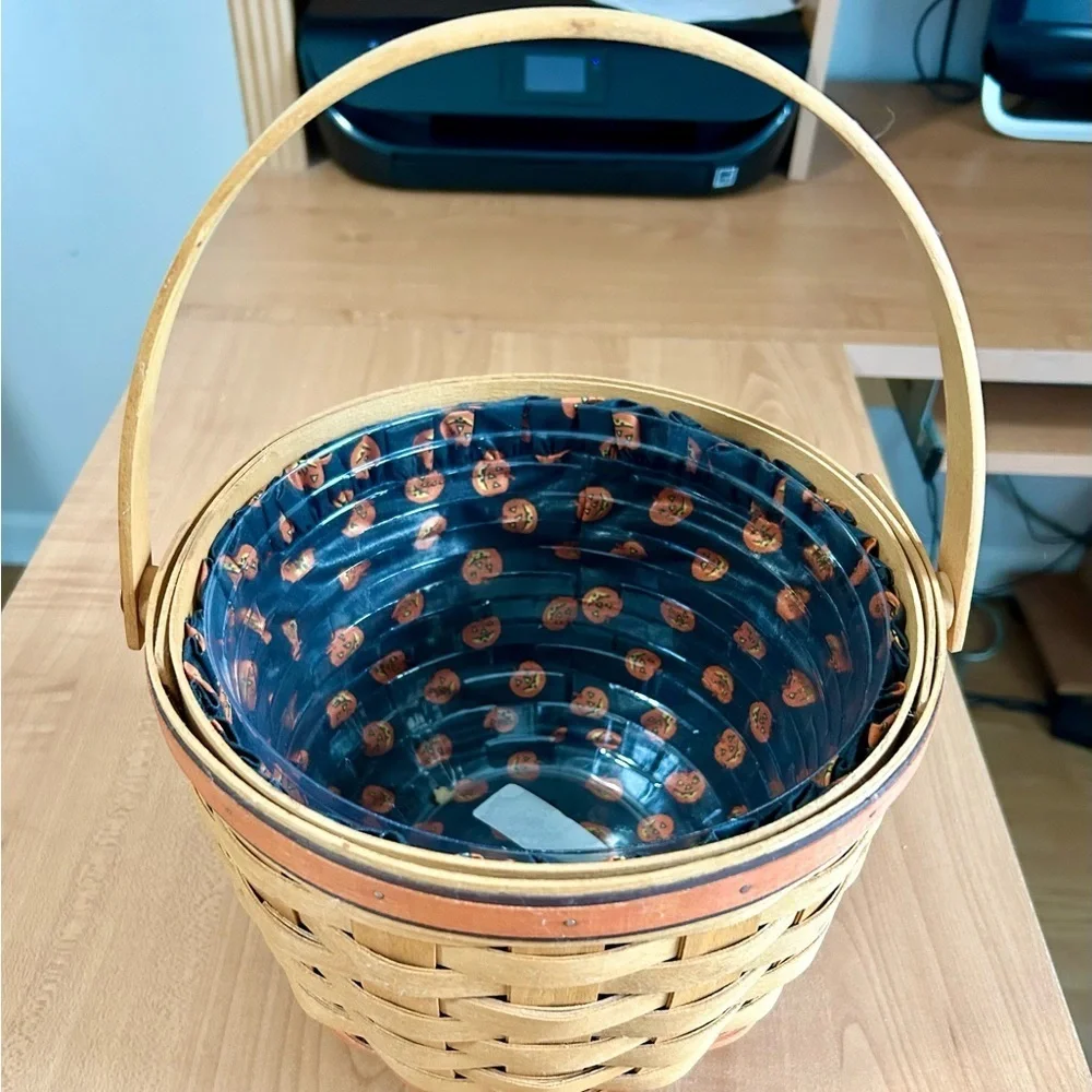 1995 Longaberger basket Pumpkin Combo Pumpkin cloth Liner/Protector/booklets
